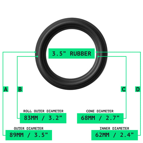 3.5" Rubber Surround - OD:89MM ID:62MM