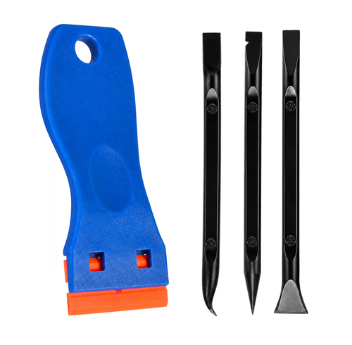 Safe-Scrape non-scratch speaker frame cleaning and prep tool kit with scraper handle and detail tools
