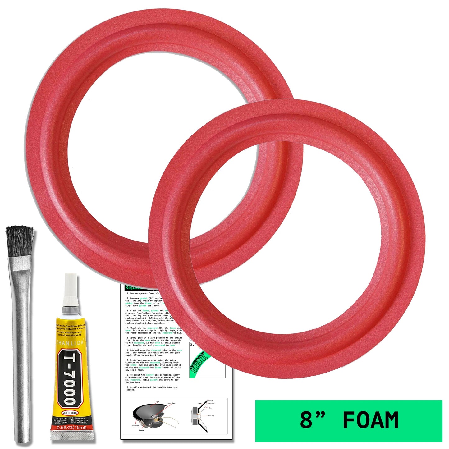 8" Red Foam Surround - OD:195MM ID:140MM