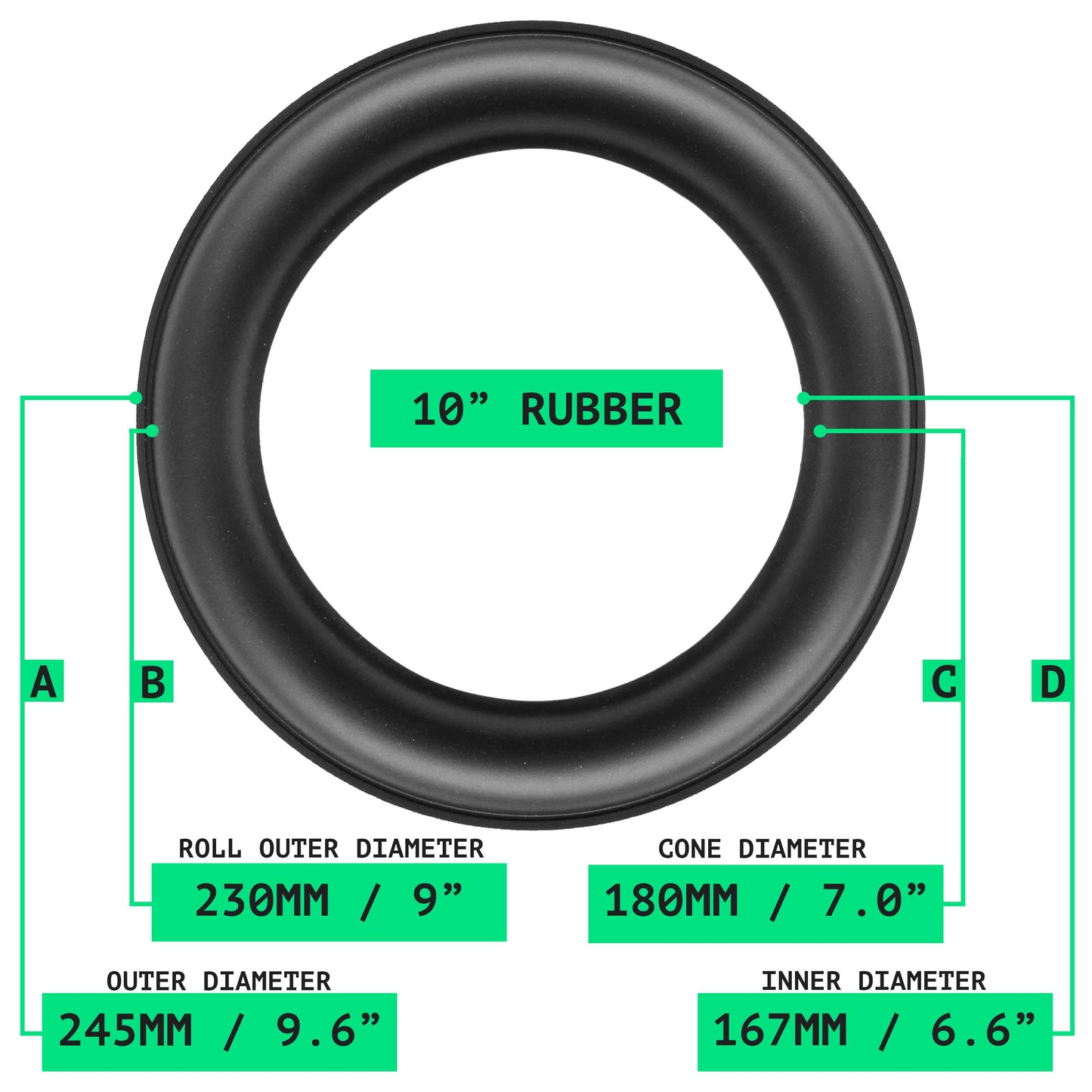 10" Rubber Surround (C) - OD:245MM ID:167MM