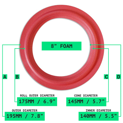 8" Red Foam Surround - OD:195MM ID:140MM